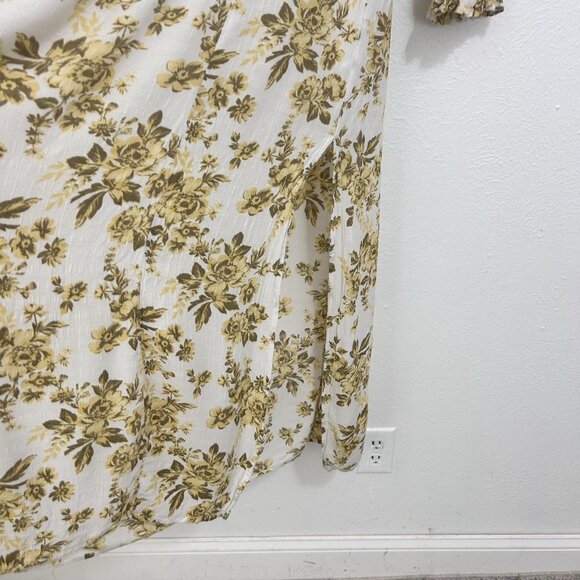 Free People Jaymes Midi Dress Floral Printed Smocked V Neck Long Sleeve Size XL - Picture 14 of 16